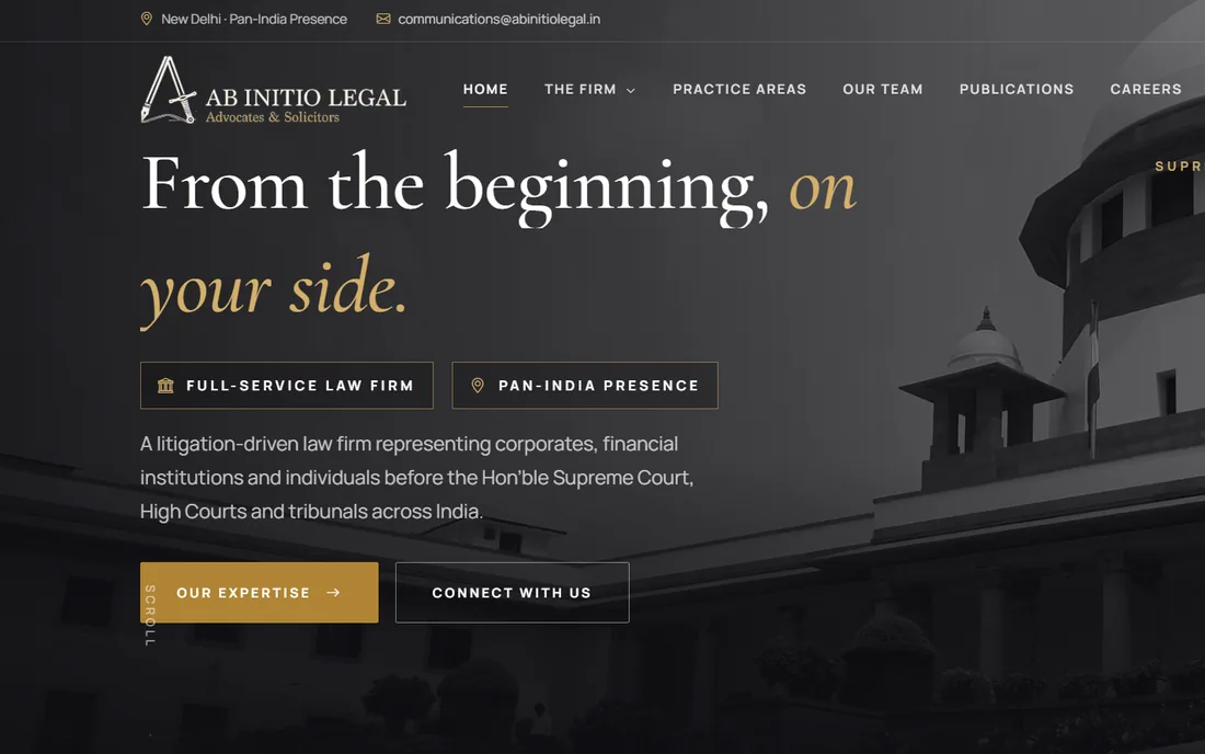 Screenshot of the Ab Initio Legal homepage
