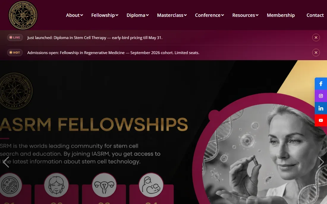 Screenshot of the IASRM Global homepage